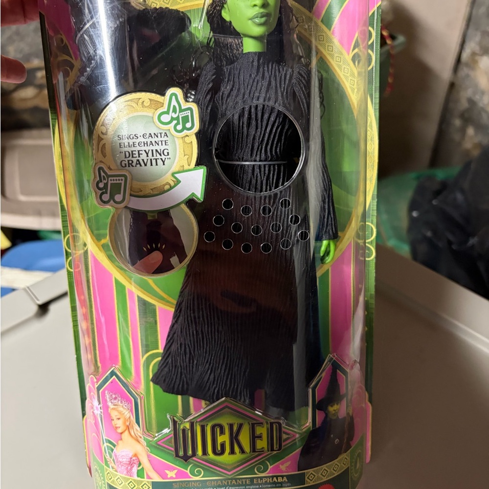 Elphaba Green Witch Doll Costume - Black Dress New Singing
